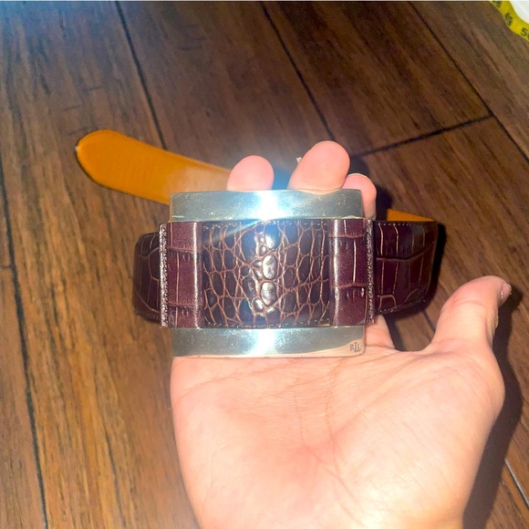 Accessories - Ralph Lauren belt thick croc embossed leather belt